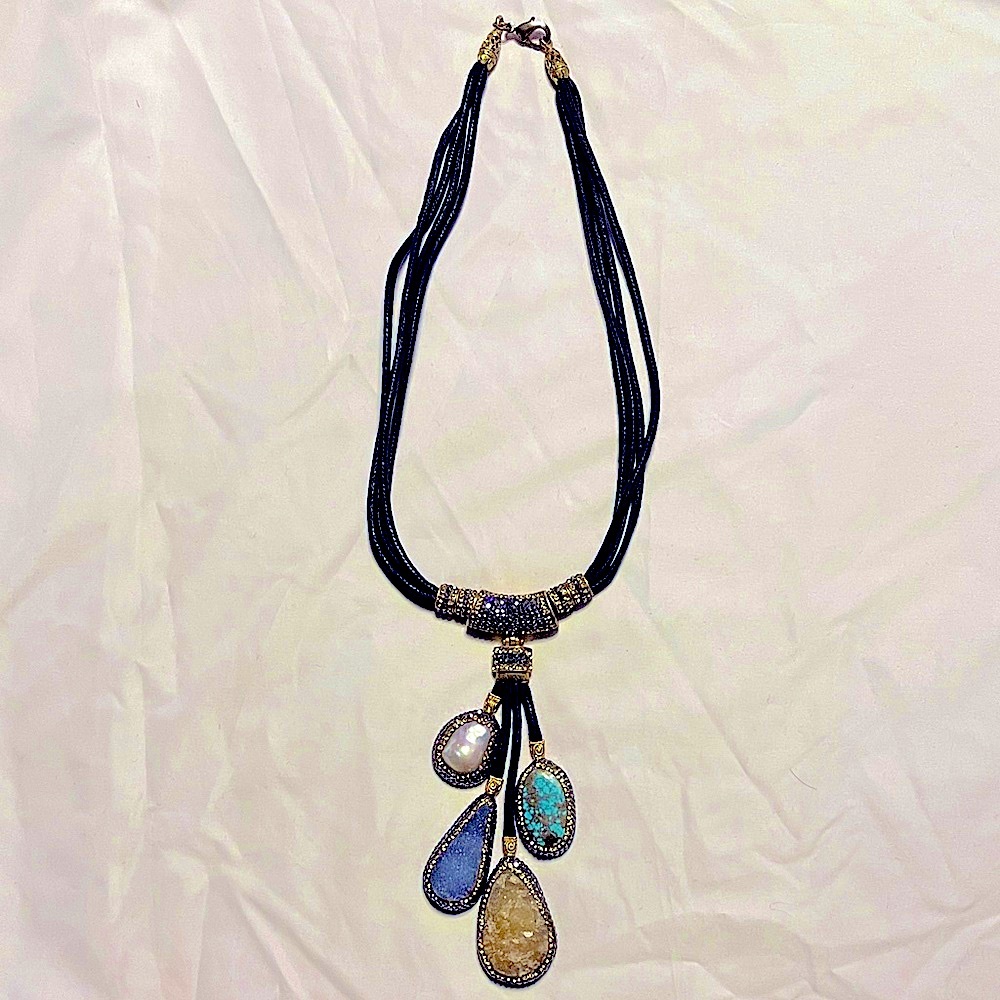 Elegant Multi-Stone Pendant Necklace.